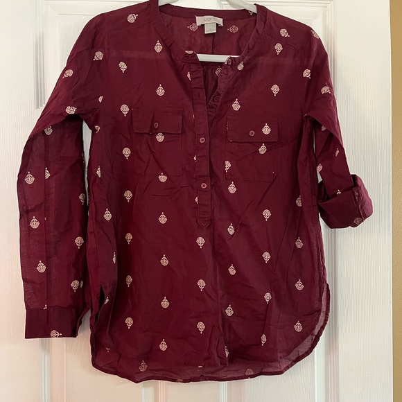 Loft/women’s blouse, maroon and beige, size S - Picture 2 of 6